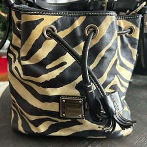 Dooney & Bourke Black and Cream Zebra Shoulder Bag